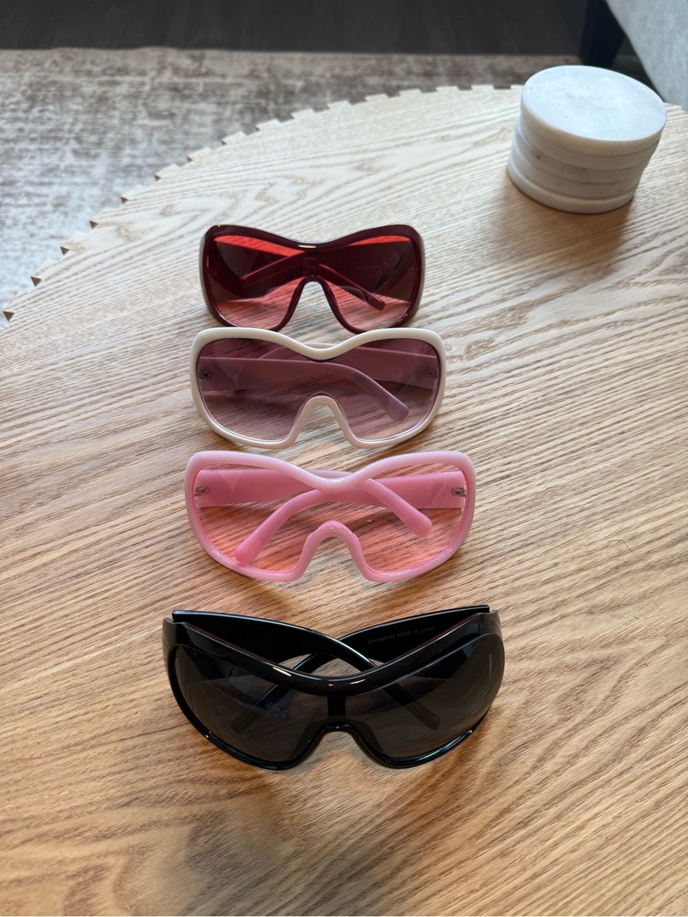Women’s Oversized Shield Sunglasses - Black, Pink, Cream, Red